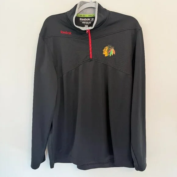 🏒 Chicago Blackhawks Reebok Center Ice Quarter-Zip – Men’s Large 🏒 - Picture 1 of 7